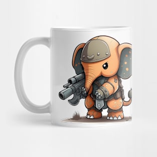 Armored Cute Elephant Holding a Riffle Mug